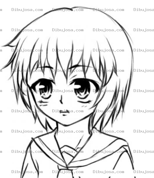 Dibujo para colorear Dibujo De Chinita Manga De Pelo Corto Para Pintar Y Colorear