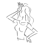 Dibujo para colorear Chica Con La Mano En La Frente Para Pintar Y Colorear