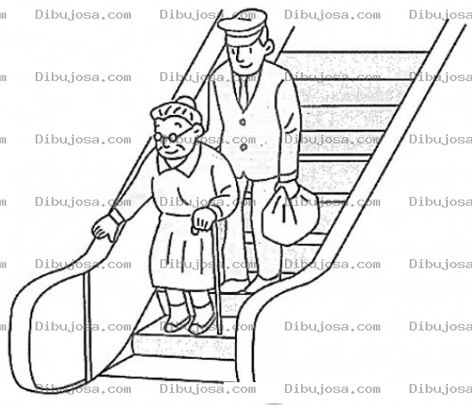 Dibujo para colorear Gradaselectricas Dibujo De Abuelita Y Policia En Gradas Electricas Para Pintar Y Colorear