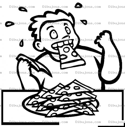 Dibujo para colorear Dibujo De Gordo Cominendo Pizza Para Pintar Y Colorear