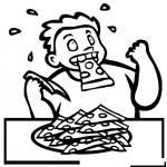 Dibujo para colorear Dibujo De Gordo Cominendo Pizza Para Pintar Y Colorear