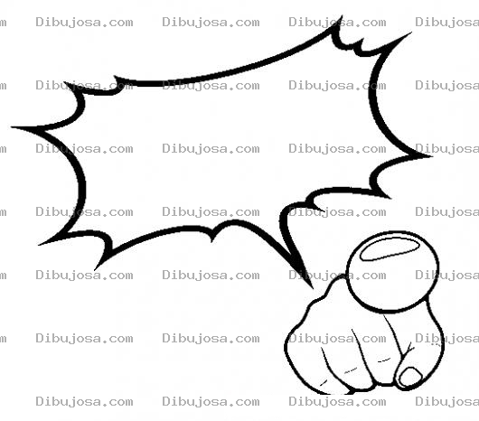 Dibujo para colorear Dedo De Frente Dibujo De Un Dedo Acusador Con Un Mensaje En Blanco Para Pintar Y Colorear