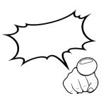 Dibujo para colorear Dedo De Frente Dibujo De Un Dedo Acusador Con Un Mensaje En Blanco Para Pintar Y Colorear
