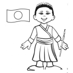 Dibujo para colorear Bandera De Japon Colorear Dibujo De Un Japonesito Con Su Bandera Para Pintar Bandera Blanca Con Circulo Rojo