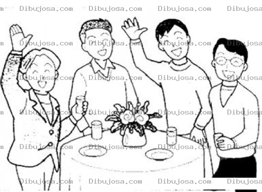 Dibujo para colorear Cuatro Amigos Dibujo De 4 Amigos Reunidos En Una Reunion Social Para Pintar Y Colorear