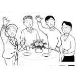Dibujo para colorear Cuatro Amigos Dibujo De 4 Amigos Reunidos En Una Reunion Social Para Pintar Y Colorear