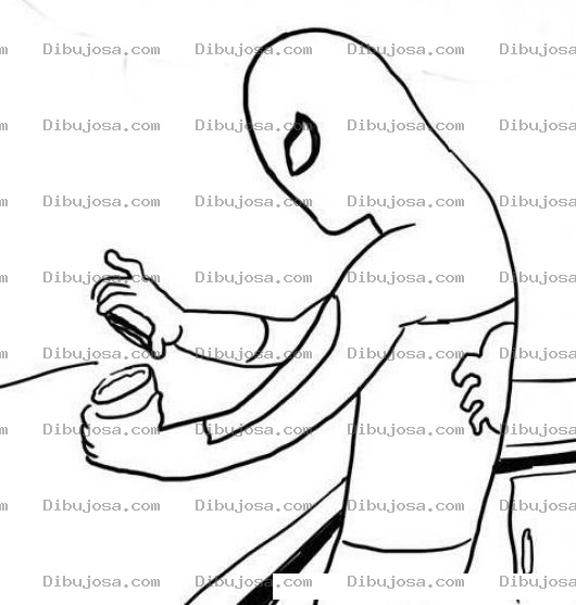Dibujo para colorear Dibujo De Spiderman Abriendo Un Frasco Para Pintar Y Colorear Al Hombre Arana Con Una Lata De Atun