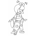 Dibujo para colorear Dibujo De Chinita Con Kimono Para Pintar Y Colorear Quimono Floreado