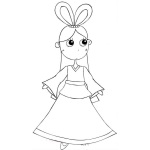 Dibujo para colorear Princesita Con Orejas De Conejo Para Pintar Y Colorear