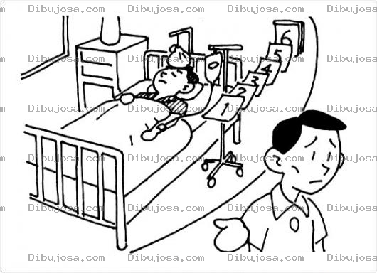 Dibujo para colorear Dibujo De Enfermo En Una Camilla Del Hospital Roosevelt Para Pintar Y Colorear