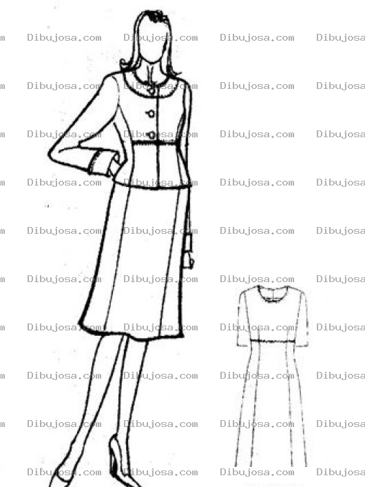 Dibujo para colorear Dibujo De Mujer Modelo Modelando Un Vestido Para Pintar Y Colorear
