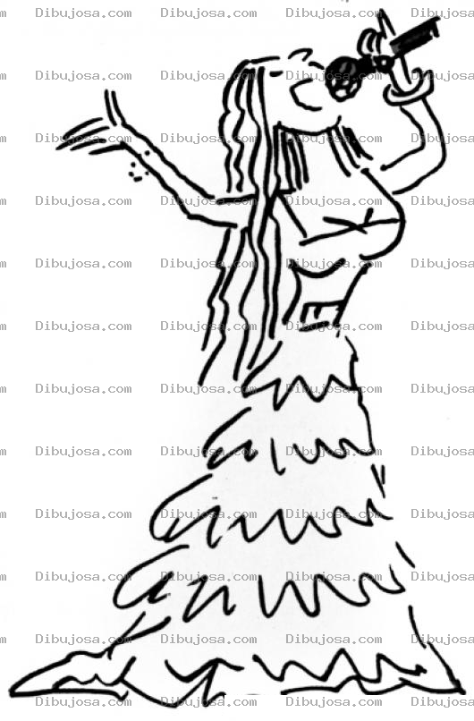 Dibujo para colorear Dibujo De Mujer Cantando Con Microfono Para Pintar Y Colorear
