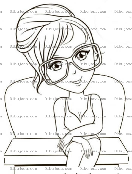 Dibujo para colorear Dibujo De Maestra Bonita Sentada Para Pintar Y Colorear Profesora Con Anteojos