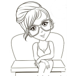 Dibujo para colorear Dibujo De Maestra Bonita Sentada Para Pintar Y Colorear Profesora Con Anteojos