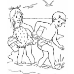 Dibujo para colorear Nina Y Nino En La Playa Para Colorear Ninos En La Playa