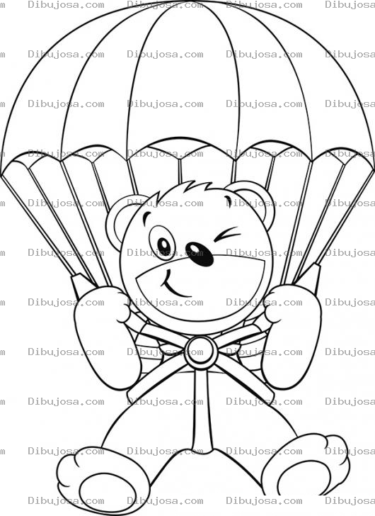 Dibujo para colorear Oso Paracaidista Dibujo De Osito En Paracaidas Para Pintar Y Colorear