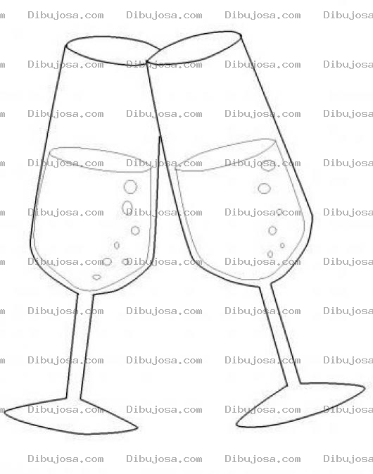 Dibujo para colorear Dibujo De 2 Copas Para Pintar Y Colorear Copas De Sidra
