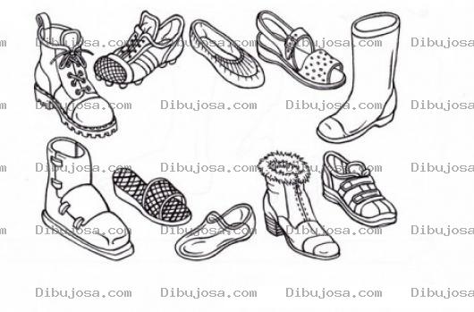 Dibujo para colorear Dibujo De Distintos Tipos De Zapatos Para Pintar Y Colorear