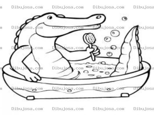 Dibujo para colorear Cocodrilo En Una Tina Para Colorear