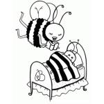 Dibujo para colorear Dibujo De Mama Abeja Leyendo Un Cuento A Su Hija Abejita Para Pintar Y Colorear