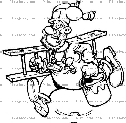 Dibujo para colorear Dibujo De Pintor Corriendo Con Una Escalera Y Un Bote De Pintura