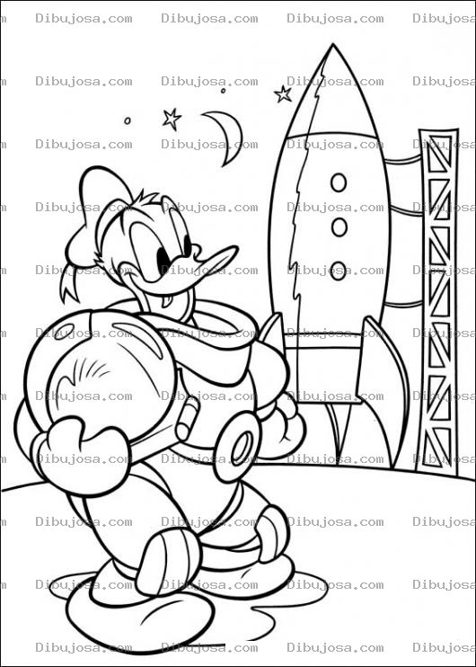 Dibujo para colorear Pato Donald Astronauta Para Pintar Y Colorear