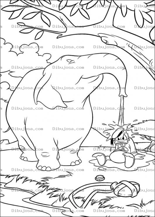 Dibujo para colorear Dibujo De Un Elefante Con El Pato Donald Para Pintar Y Colorear