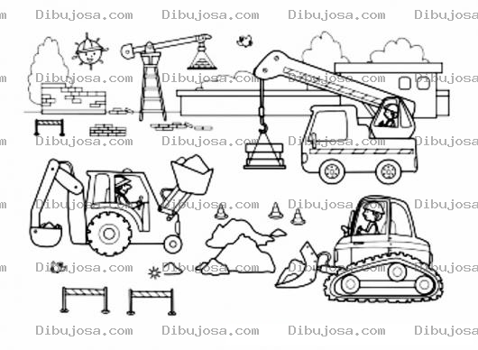 Dibujo para colorear Equipo De Constructora Dibujo De Tractores Construyendo Para Pintar Y Colorear Una Construccion