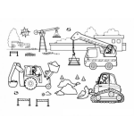 Dibujo para colorear Equipo De Constructora Dibujo De Tractores Construyendo Para Pintar Y Colorear Una Construccion