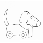 Dibujo para colorear Dibujo De Perro Salchica Con Ruedas Para Pintar Y Colorear