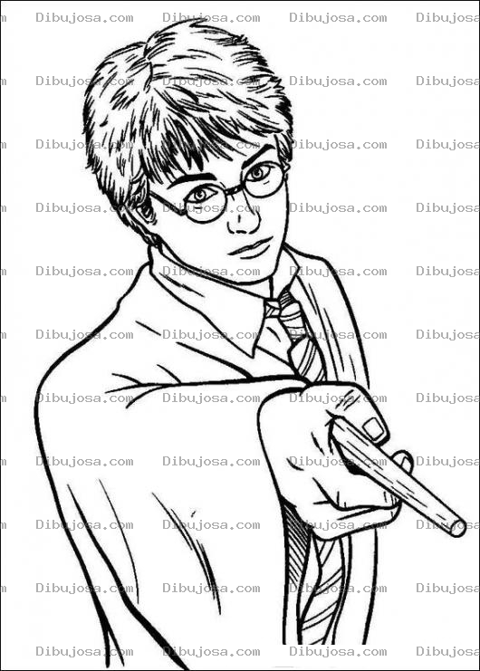 Dibujo para colorear Dibujo De Harry Potter Con Su Varita Magica Para Colorear A Jarry Poter