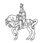 Dibujo para colorear Dibujo De Caballero Con Armadura Medieval Sobre Su Caballo Para Pintar Y Colorear