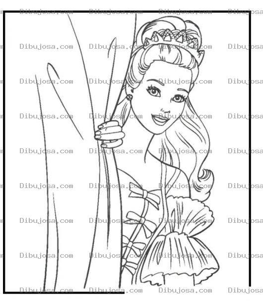 Dibujo para colorear Dibujo De Una Princesa Atras De Una Cortina Para Colorear