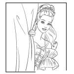 Dibujo para colorear Dibujo De Una Princesa Atras De Una Cortina Para Colorear