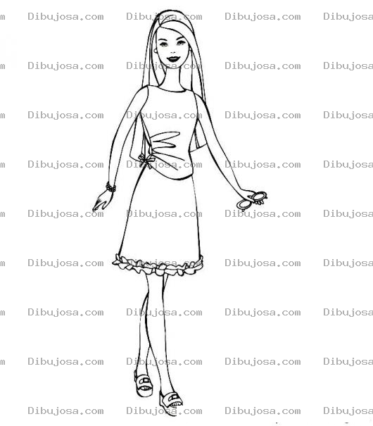 Dibujo para colorear Dibujo De Barbie Con Vestidito Corto Para Colorear