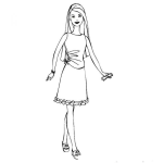 Dibujo para colorear Dibujo De Barbie Con Vestidito Corto Para Colorear