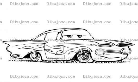 Dibujo para colorear Pintar carro con llamas de fuego