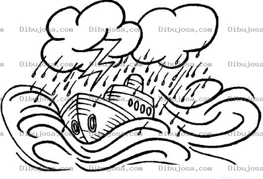 Dibujo para colorear Dibujo De Un Barco En Plena Tormenta En Alta Mar Para Pintar Y Colorear