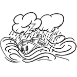 Dibujo para colorear Dibujo De Un Barco En Plena Tormenta En Alta Mar Para Pintar Y Colorear