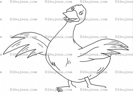 Dibujo para colorear Dibujo De Ganso Con Las Alas Abiertas Para Pintar Y Colorear Ganzo Feliz