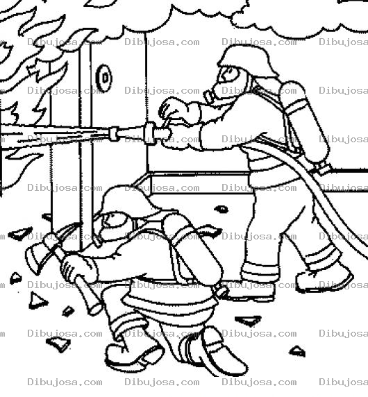 Dibujo para colorear Colorear Bomberos Apagango Un Fuego