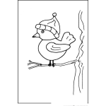Dibujo para colorear Colorear Pajarito Con Gorrito Sobre Una Ramita