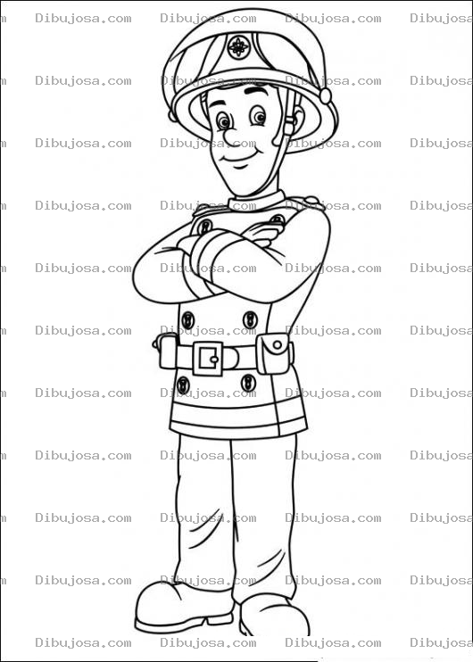 Dibujo para colorear Dibujo De Un Bombero Con Brazos Cruzados Para Pintar Y Colorear