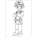 Dibujo para colorear Dibujo De Un Bombero Con Brazos Cruzados Para Pintar Y Colorear