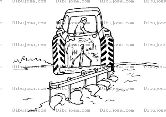 Dibujo para colorear Dibujo De Tractor Arando La Tierra Para Pintar Y Colorear