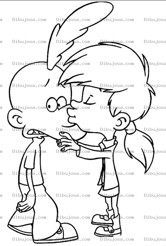 Dibujo para colorear Dibujo D Eun Punk Y Su Novia Dandole Un Besito En La Nariz Para Pintar Y Colorear