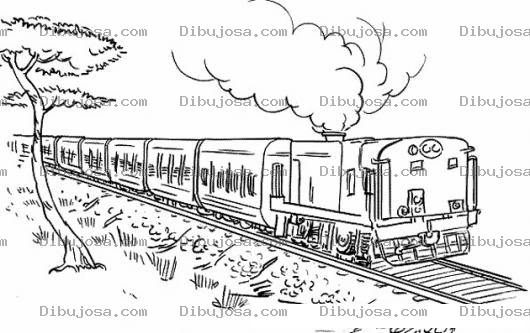 Dibujo para colorear Dibujo De Un Tren Con Locomotora Y Vagones Para Pintar Y Colorear