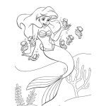 Dibujo para colorear Dibujo De La Sirenita Con Caballitos De Mar Para Colorear Y Pintar Online