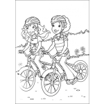 Dibujo para colorear Amigas En Bicicleta Dando Un Paseo Juntas Para Pintar Y Colorear
