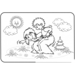 Dibujo para colorear Competencia De Saltos En Sacos Para Pintar Y Colorear